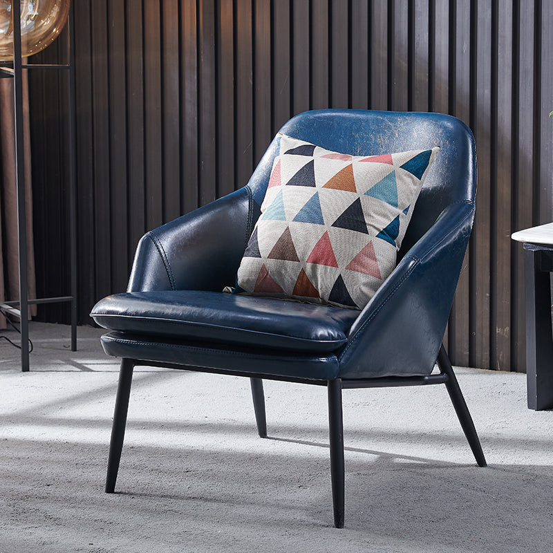 Mid-Century Modern Basic Four Leg Arm Chair Leather Accent Armchair for Living Room Navy 1 Piece Clearhalo 'Accent Chairs' 'accent_chairs' 'Chairs & Seating' 'furn' 'furn_accent_chairs' 'Furniture' 'Living Room Furniture' 5708072