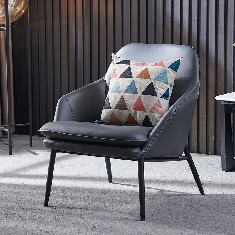 Mid-Century Modern Basic Four Leg Arm Chair Leather Accent Armchair for Living Room Grey 1 Piece Clearhalo 'Accent Chairs' 'accent_chairs' 'Chairs & Seating' 'furn' 'furn_accent_chairs' 'Furniture' 'Living Room Furniture' 5708078