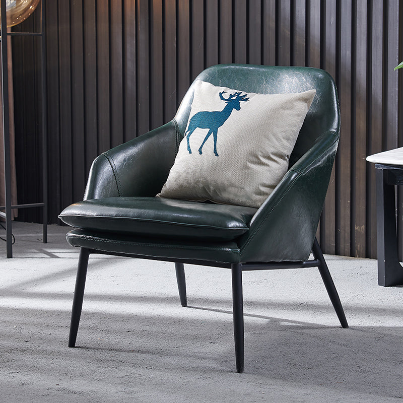 Mid-Century Modern Basic Four Leg Arm Chair Leather Accent Armchair for Living Room Green 1 Piece Clearhalo 'Accent Chairs' 'accent_chairs' 'Chairs & Seating' 'furn' 'furn_accent_chairs' 'Furniture' 'Living Room Furniture' 5708080