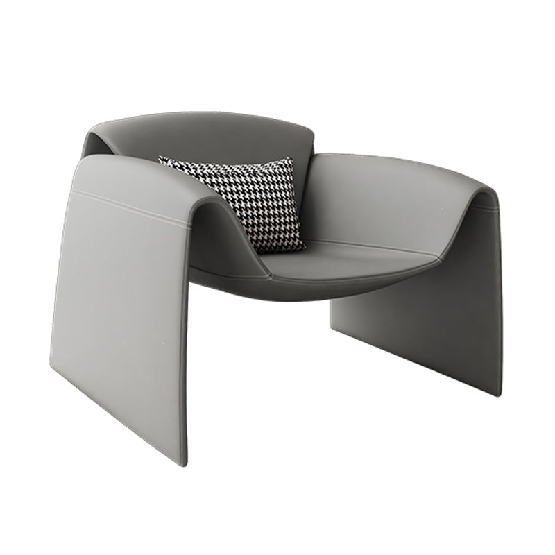 Mid-Century Modern Sled Arm Chair Faux Leather Accent Armchair for Bedroom Grey 1 Piece Clearhalo 'Accent Chairs' 'accent_chairs' 'Chairs & Seating' 'furn' 'furn_accent_chairs' 'Furniture' 'Living Room Furniture' 5708087