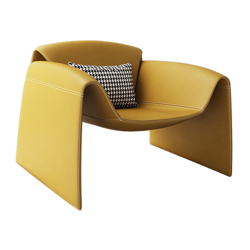 Mid-Century Modern Sled Arm Chair Faux Leather Accent Armchair for Bedroom Yellow 1 Piece Clearhalo 'Accent Chairs' 'accent_chairs' 'Chairs & Seating' 'furn' 'furn_accent_chairs' 'Furniture' 'Living Room Furniture' 5708092