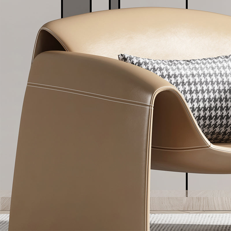 Mid-Century Modern Sled Arm Chair Faux Leather Accent Armchair for Bedroom Clearhalo 'Accent Chairs' 'accent_chairs' 'Chairs & Seating' 'furn' 'furn_accent_chairs' 'Furniture' 'Living Room Furniture' 5708093