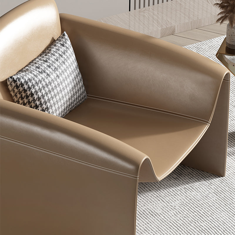 Mid-Century Modern Sled Arm Chair Faux Leather Accent Armchair for Bedroom Clearhalo 'Accent Chairs' 'accent_chairs' 'Chairs & Seating' 'furn' 'furn_accent_chairs' 'Furniture' 'Living Room Furniture' 5708097