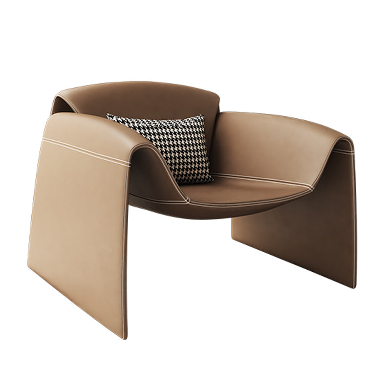 Mid-Century Modern Sled Arm Chair Faux Leather Accent Armchair for Bedroom Clearhalo 'Accent Chairs' 'accent_chairs' 'Chairs & Seating' 'furn' 'furn_accent_chairs' 'Furniture' 'Living Room Furniture' 5708098