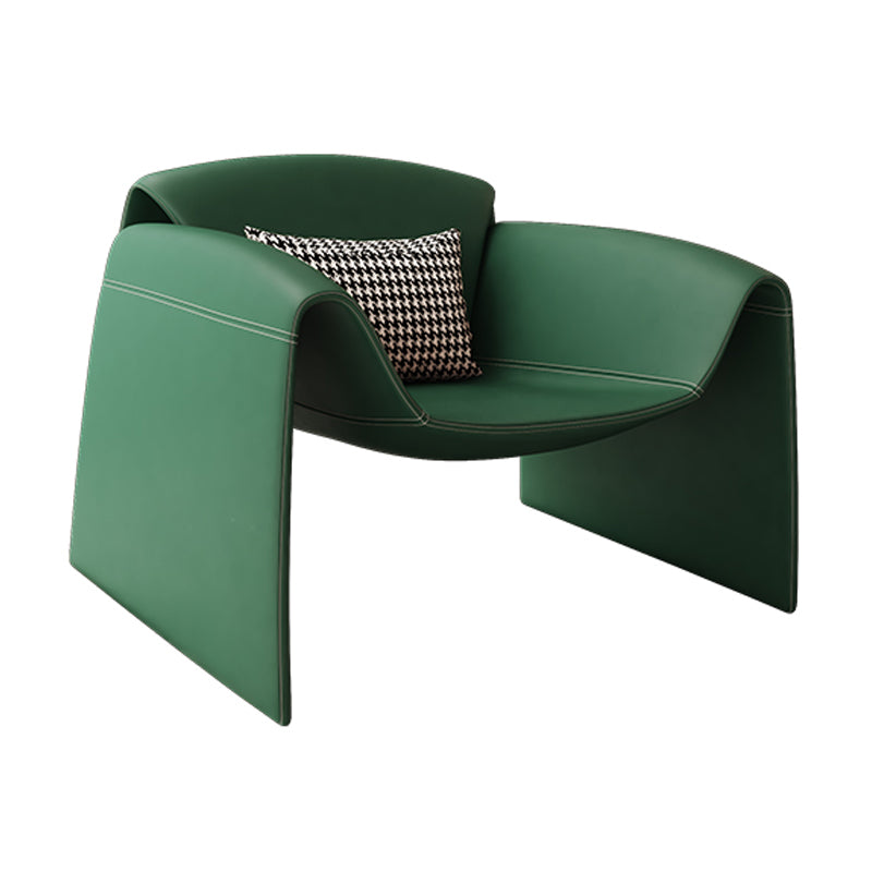 Mid-Century Modern Sled Arm Chair Faux Leather Accent Armchair for Bedroom Green 1 Piece Clearhalo 'Accent Chairs' 'accent_chairs' 'Chairs & Seating' 'furn' 'furn_accent_chairs' 'Furniture' 'Living Room Furniture' 5708099