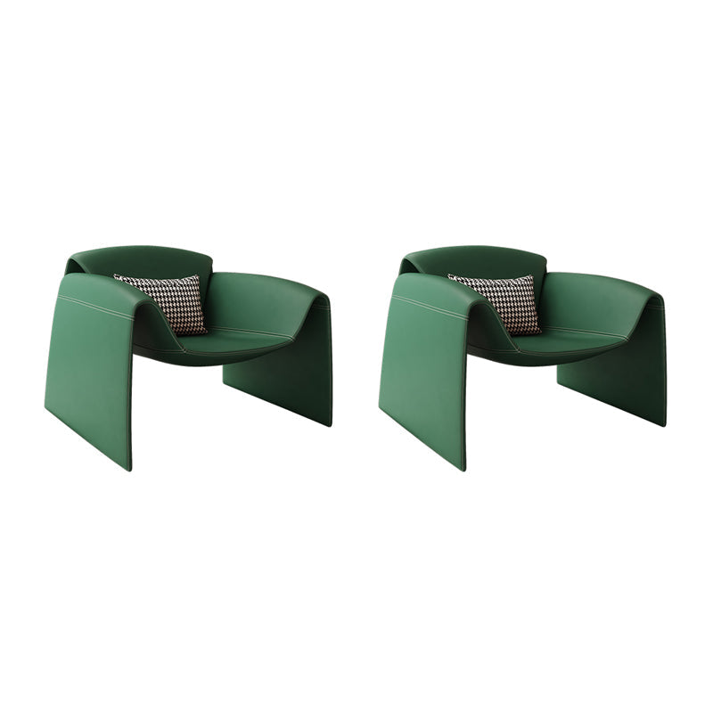 Mid-Century Modern Sled Arm Chair Faux Leather Accent Armchair for Bedroom Green 2 Piece Set Clearhalo 'Accent Chairs' 'accent_chairs' 'Chairs & Seating' 'furn' 'furn_accent_chairs' 'Furniture' 'Living Room Furniture' 5708100