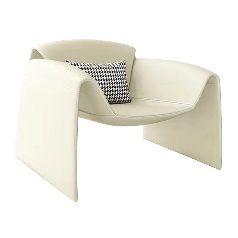 Mid-Century Modern Sled Arm Chair Faux Leather Accent Armchair for Bedroom Off-White 1 Piece Clearhalo 'Accent Chairs' 'accent_chairs' 'Chairs & Seating' 'furn' 'furn_accent_chairs' 'Furniture' 'Living Room Furniture' 5708106