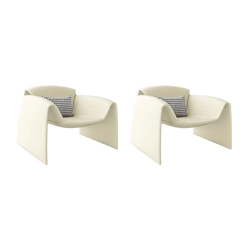 Mid-Century Modern Sled Arm Chair Faux Leather Accent Armchair for Bedroom Off-White 2 Piece Set Clearhalo 'Accent Chairs' 'accent_chairs' 'Chairs & Seating' 'furn' 'furn_accent_chairs' 'Furniture' 'Living Room Furniture' 5708107
