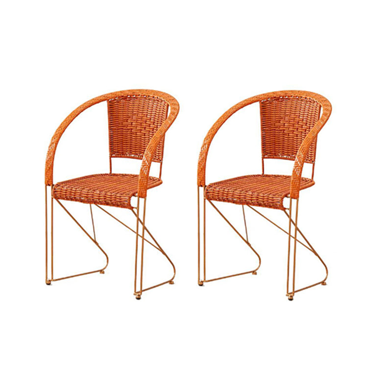 Chaise de bras en métal à dos tissé en bois de style moderne du milieu du siècle