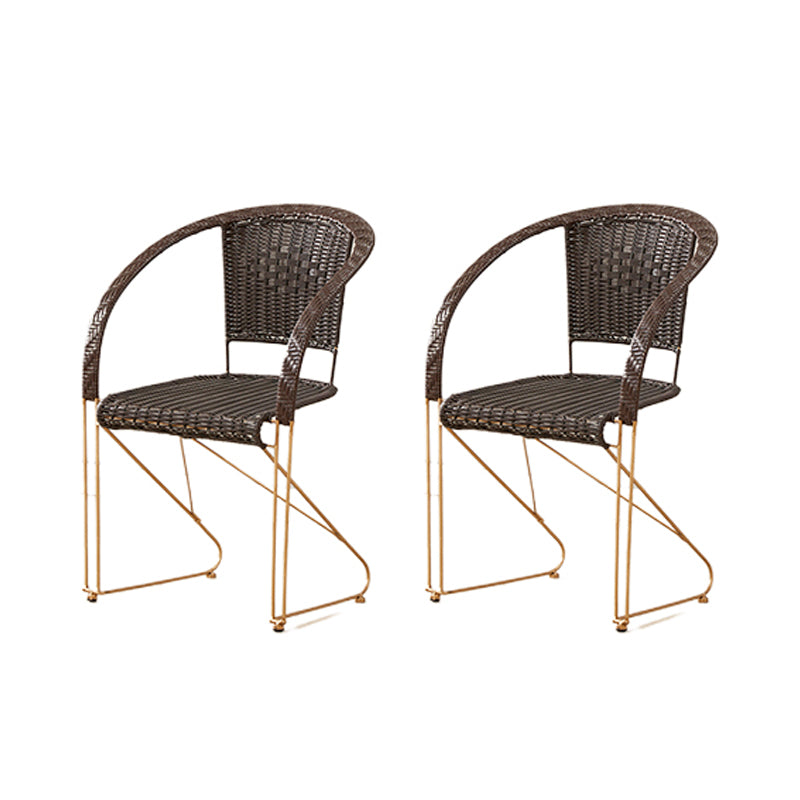 Chaise de bras en métal à dos tissé en bois de style moderne du milieu du siècle