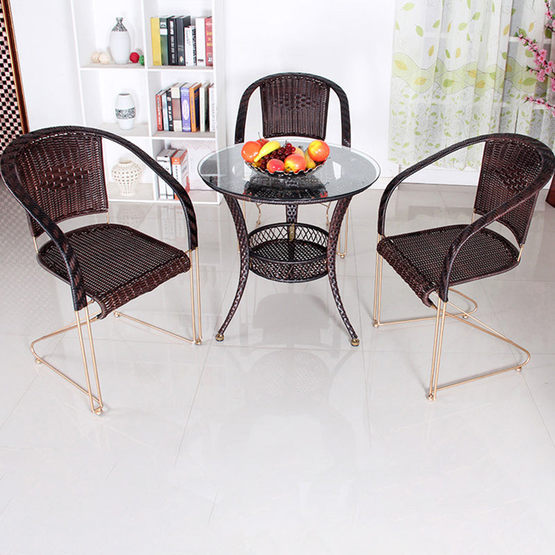 Chaise de bras en métal à dos tissé en bois de style moderne du milieu du siècle