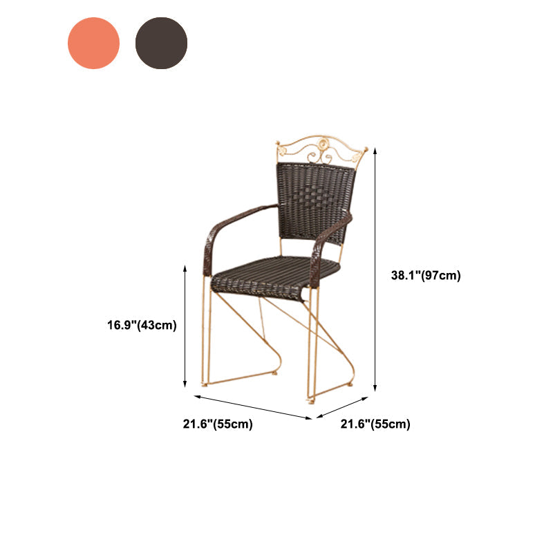Chaise de bras en métal à dos tissé en bois de style moderne du milieu du siècle
