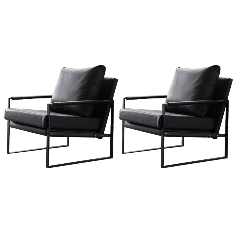 Sedia a braccio di slitta moderna di metà secolo in finta poltrona di accento in pelle per soggiorno