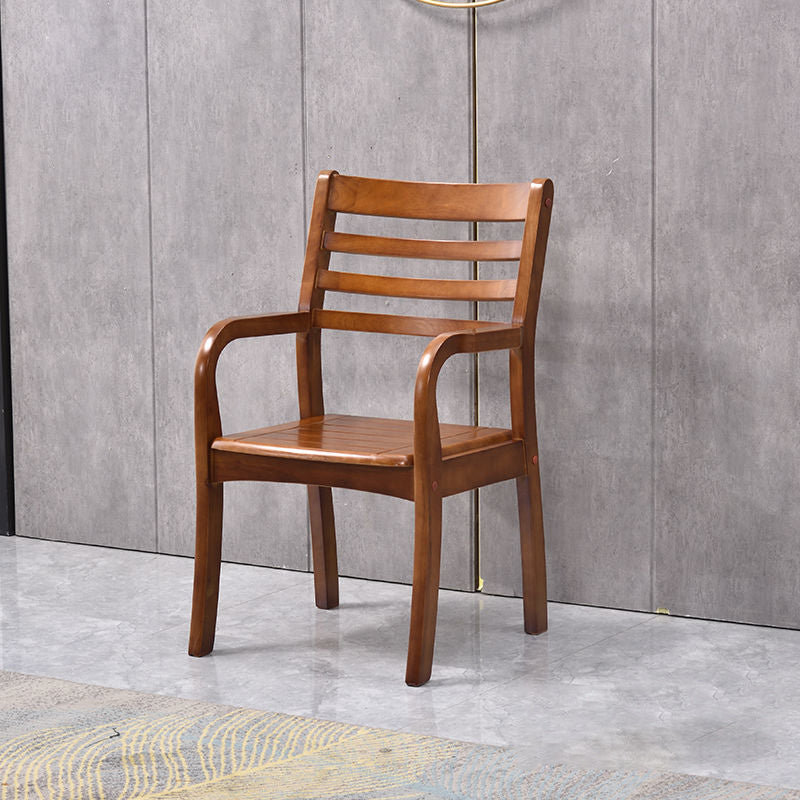 Mid-century Modern Style Rubber Wood Solid Wood Armrest Fixed Back ARM Chair 20"L x 20"W x 35"H Walnut 1 Piece Clearhalo 'Accent Chairs' 'accent_chairs' 'Chairs & Seating' 'furn' 'furn_accent_chairs' 'Furniture' 'Living Room Furniture' 5708234