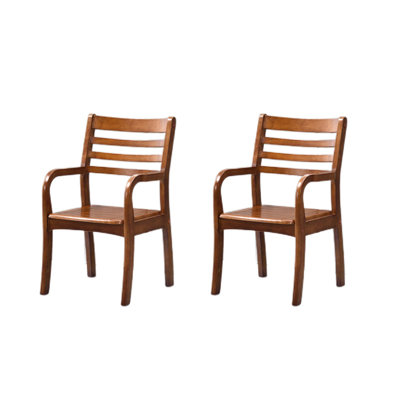 Mid-century Modern Style Rubber Wood Solid Wood Armrest Fixed Back ARM Chair 20"L x 20"W x 35"H Walnut 2 Piece Set Clearhalo 'Accent Chairs' 'accent_chairs' 'Chairs & Seating' 'furn' 'furn_accent_chairs' 'Furniture' 'Living Room Furniture' 5708250