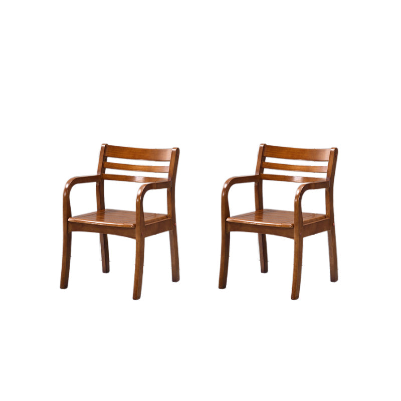 Mid-century Modern Style Rubber Wood Solid Wood Armrest Fixed Back ARM Chair 20"L x 20"W x 31"H Walnut 2 Piece Set Clearhalo 'Accent Chairs' 'accent_chairs' 'Chairs & Seating' 'furn' 'furn_accent_chairs' 'Furniture' 'Living Room Furniture' 5708251
