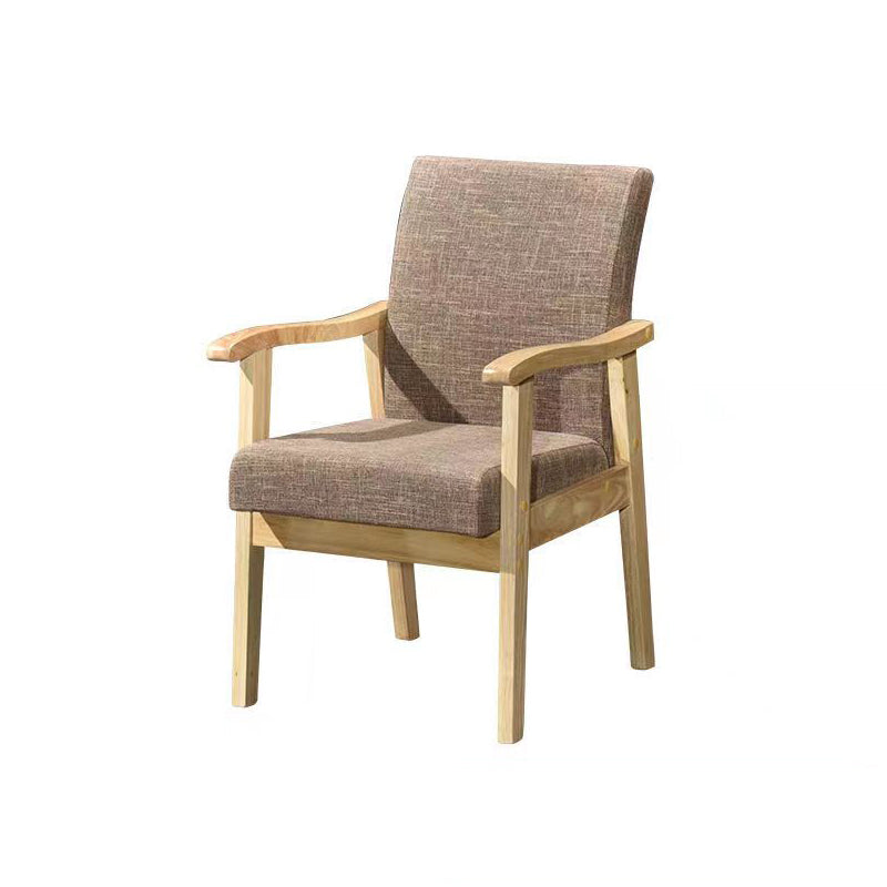 Mid-century Modern 21.25"Wide Linen Blend Fixed Back Square Arm Chair Natural + Coffee 1 Piece Clearhalo 'Accent Chairs' 'accent_chairs' 'Chairs & Seating' 'furn' 'furn_accent_chairs' 'Furniture' 'Living Room Furniture' 5708261