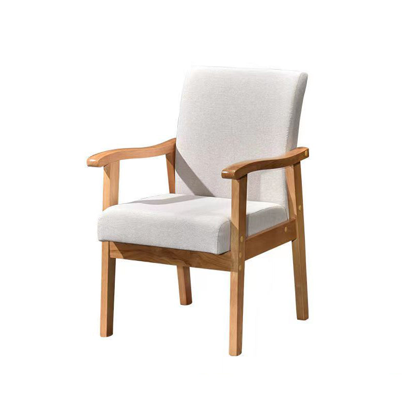 Mid-century Modern 21.25"Wide Linen Blend Fixed Back Square Arm Chair Natural Wood White 1 Piece Clearhalo 'Accent Chairs' 'accent_chairs' 'Chairs & Seating' 'furn' 'furn_accent_chairs' 'Furniture' 'Living Room Furniture' 5708266