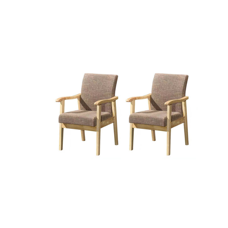 Mid-century Modern 21.25"Wide Linen Blend Fixed Back Square Arm Chair Natural + Coffee 2 Piece Set Clearhalo 'Accent Chairs' 'accent_chairs' 'Chairs & Seating' 'furn' 'furn_accent_chairs' 'Furniture' 'Living Room Furniture' 5708270