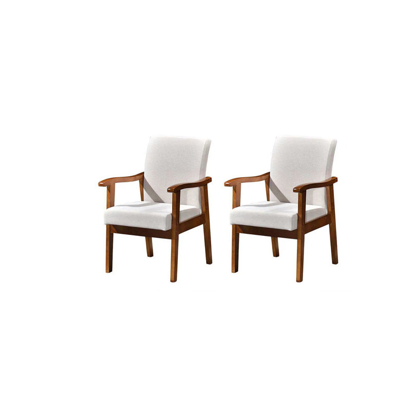 Mid-century Modern 21.25"Wide Linen Blend Fixed Back Square Arm Chair Walnut White 2 Piece Set Clearhalo 'Accent Chairs' 'accent_chairs' 'Chairs & Seating' 'furn' 'furn_accent_chairs' 'Furniture' 'Living Room Furniture' 5708273