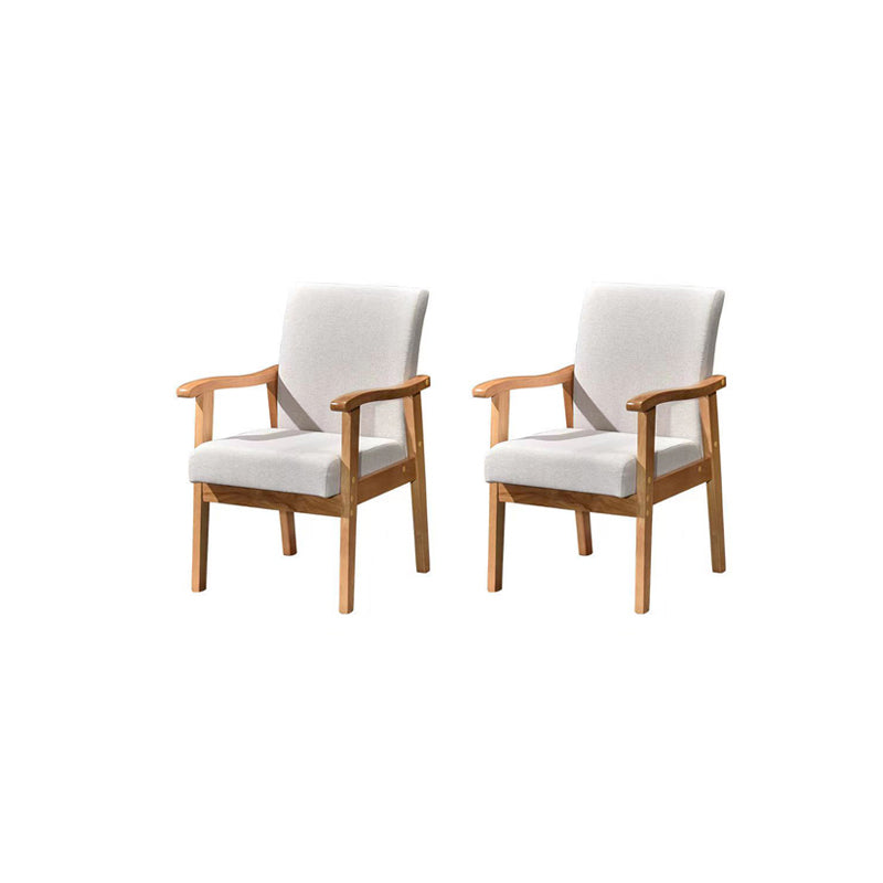 Mid-century Modern 21.25"Wide Linen Blend Fixed Back Square Arm Chair Natural Wood White 2 Piece Set Clearhalo 'Accent Chairs' 'accent_chairs' 'Chairs & Seating' 'furn' 'furn_accent_chairs' 'Furniture' 'Living Room Furniture' 5708276
