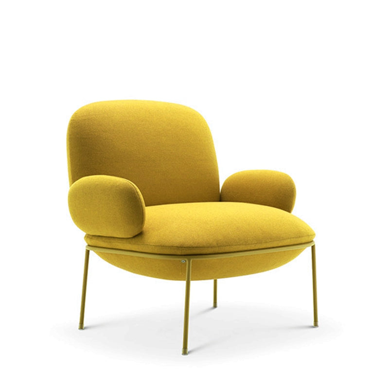 Contemporary 32.3"Wide Velvet Fixed Back Sponge 4 Legs Arm Chair Yellow 1 Piece Clearhalo 'Accent Chairs' 'accent_chairs' 'Chairs & Seating' 'furn' 'furn_accent_chairs' 'Furniture' 'Living Room Furniture' 5708305