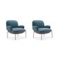 Contemporary 32.3"Wide Velvet Fixed Back Sponge 4 Legs Arm Chair Blue 2 Piece Set Clearhalo 'Accent Chairs' 'accent_chairs' 'Chairs & Seating' 'furn' 'furn_accent_chairs' 'Furniture' 'Living Room Furniture' 5708315
