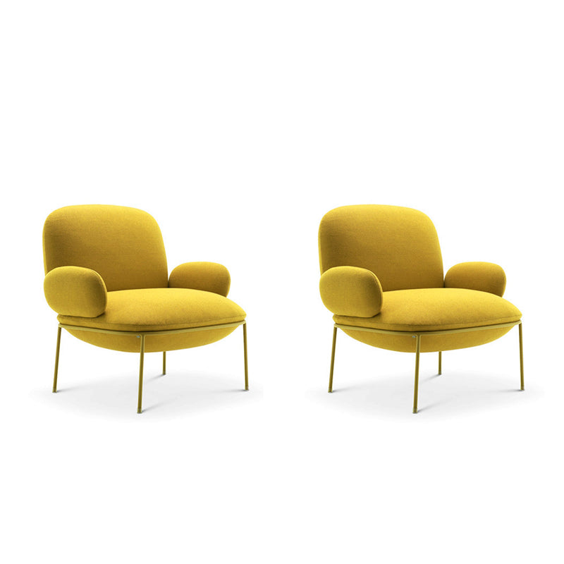 Contemporary 32.3"Wide Velvet Fixed Back Sponge 4 Legs Arm Chair Yellow 2 Piece Set Clearhalo 'Accent Chairs' 'accent_chairs' 'Chairs & Seating' 'furn' 'furn_accent_chairs' 'Furniture' 'Living Room Furniture' 5708317