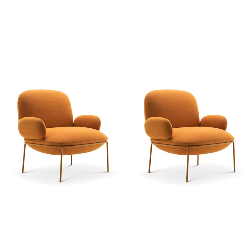 Contemporary 32.3"Wide Velvet Fixed Back Sponge 4 Legs Arm Chair Orange 2 Piece Set Clearhalo 'Accent Chairs' 'accent_chairs' 'Chairs & Seating' 'furn' 'furn_accent_chairs' 'Furniture' 'Living Room Furniture' 5708319