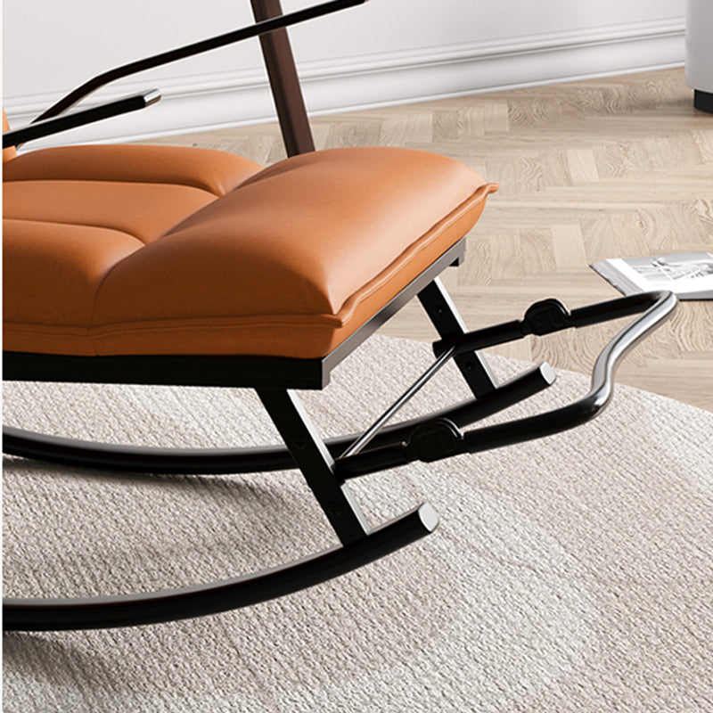 フェイクレザーとメタルロッキングチェアシートクッションロッカーチェアスピンドル付き人間工学