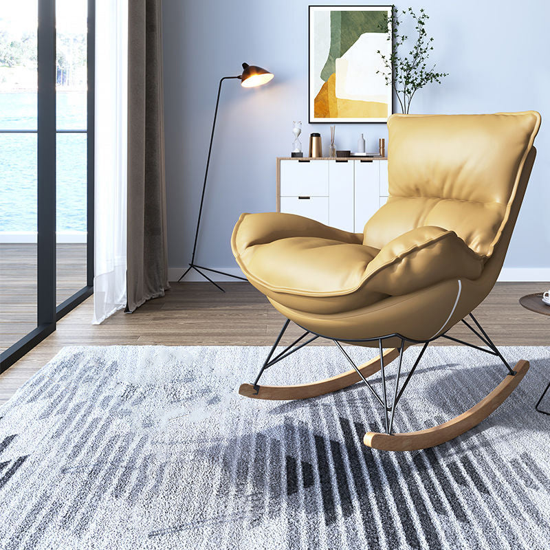 Chaise à bascule contemporaine Chaise de culbuteur en bois massif avec coussin de siège