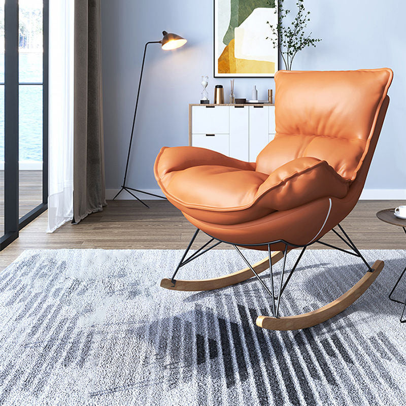 Chaise à bascule contemporaine Chaise de culbuteur en bois massif avec coussin de siège