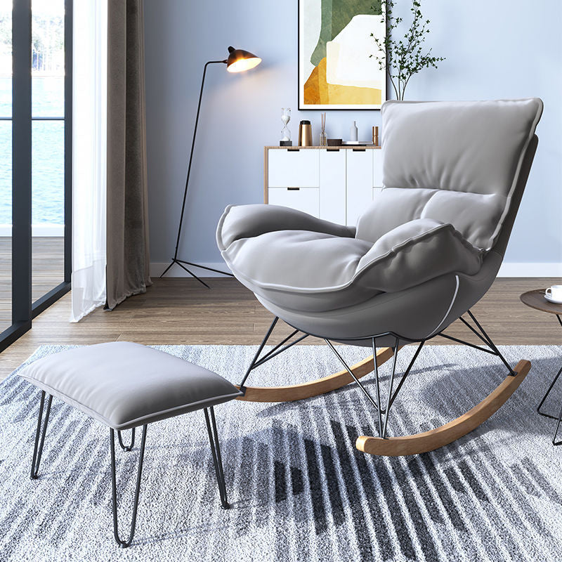 Chaise à bascule contemporaine Chaise de culbuteur en bois massif avec coussin de siège