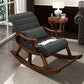 Mid-Century Modern Rocker Chair Rubberwood and Fabric Rocking Chair 26.4" x 59" x 35"
