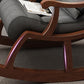 Mid-Century Modern Rocker Chair Rubberwood and Fabric Rocking Chair 26.4" x 59" x 35"