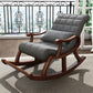 Mid-Century Modern Rocker Chair Rubberwood and Fabric Rocking Chair 26.4" x 59" x 35"