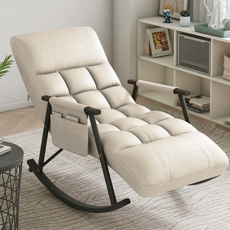 Modern Recliner Chair Upholstered Recliner Chair for Living Room Off-White Black Clearhalo 'Chairs & Seating' 'furn' 'furn_rocking_chairs' 'Furniture' 'Living Room Furniture' 'Rocking Chairs' 'rocking_chairs' 5708673