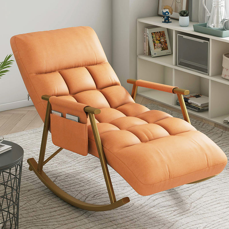 Modern Recliner Chair Upholstered Recliner Chair for Living Room Orange Gold Clearhalo 'Chairs & Seating' 'furn' 'furn_rocking_chairs' 'Furniture' 'Living Room Furniture' 'Rocking Chairs' 'rocking_chairs' 5708687