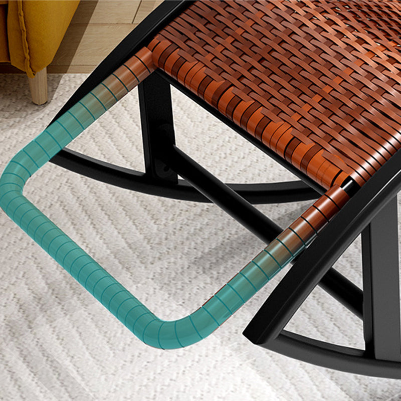 Moderne schommelstoel geweven touw rocker stoel met grijs frame