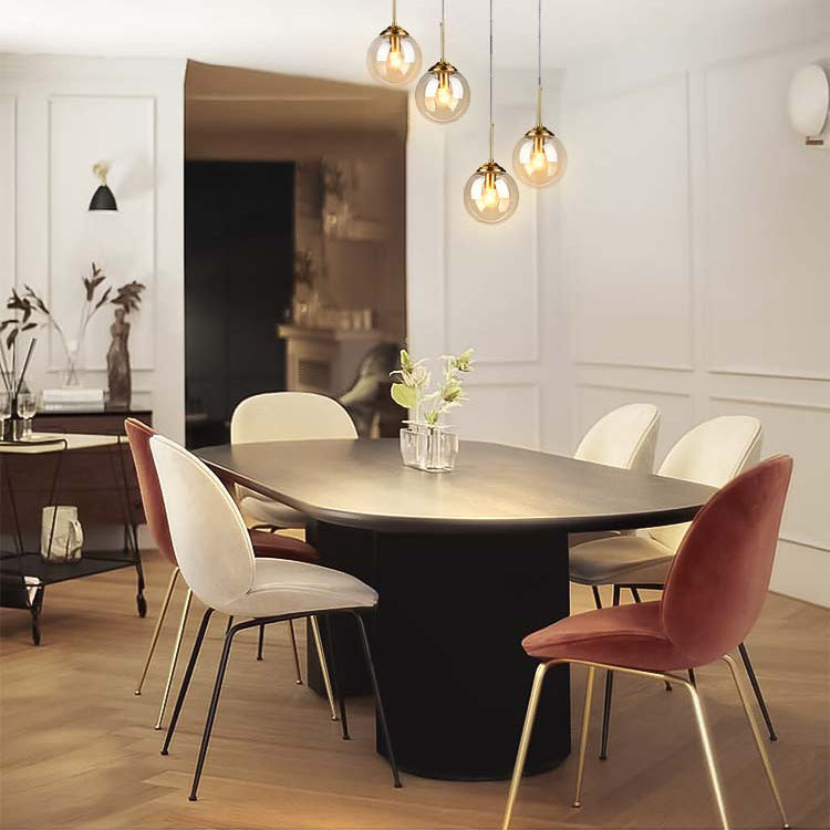 Mesa de comedor negra, mesa de comedor de estilo contemporáneo para la cena de la cocina del hogar