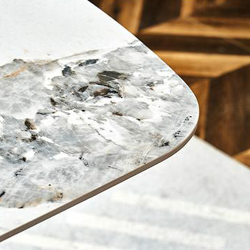 Mesa de comedor de piedra rectangular Mesa de comedor de base de metal moderna para sala de estar
