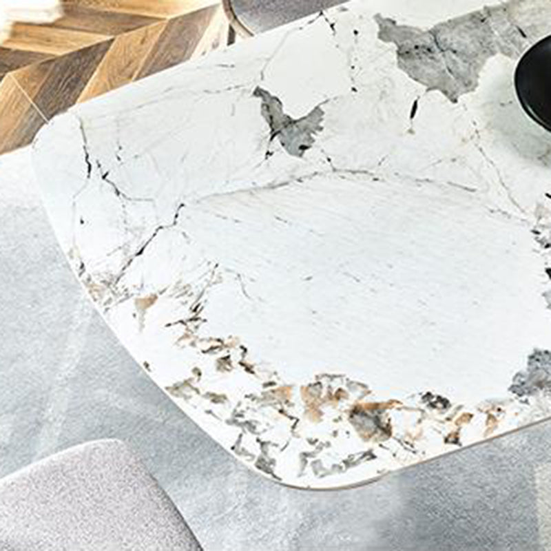 Mesa de comedor de piedra rectangular Mesa de comedor de base de metal moderna para sala de estar
