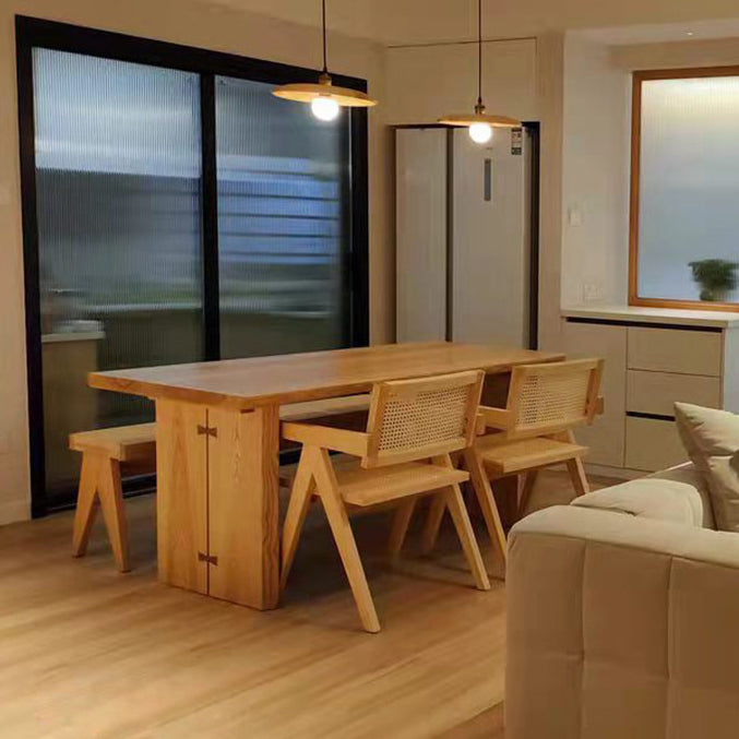 Tavolo da pranzo rettangolare in legno cenere contemporaneo doppio piedistallo