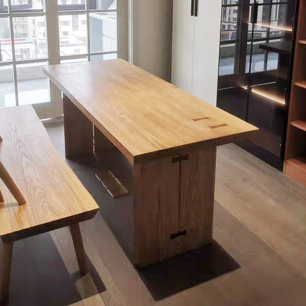 Tavolo da pranzo rettangolare in legno cenere contemporaneo doppio piedistallo