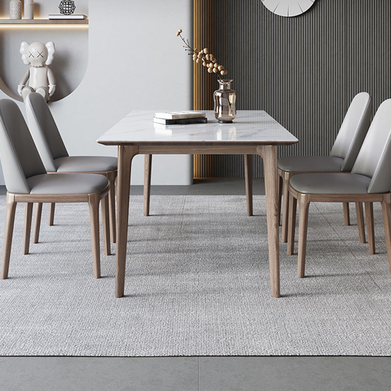 Medieval Modern Sintered Stone Table for Restaurant Rectangle Table with 4 Wood Legs Clearhalo 'Dining Tables & Seating' 'Dining Tables' 'dining_table' 'furn' 'furn_dining_table' 'Furniture' 'Kitchen & Dining Furniture' 5709268