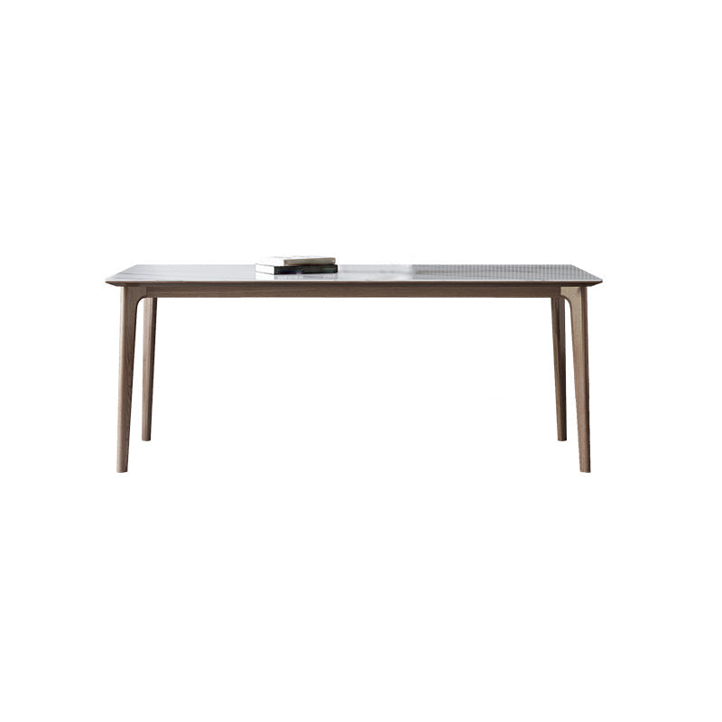 Medieval Modern Sintered Stone Table for Restaurant Rectangle Table with 4 Wood Legs Without Chairs Clearhalo 'Dining Tables & Seating' 'Dining Tables' 'dining_table' 'furn' 'furn_dining_table' 'Furniture' 'Kitchen & Dining Furniture' 5709271