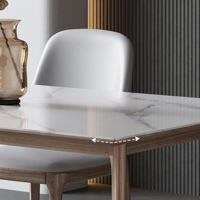 Medieval Modern Sintered Stone Table for Restaurant Rectangle Table with 4 Wood Legs Clearhalo 'Dining Tables & Seating' 'Dining Tables' 'dining_table' 'furn' 'furn_dining_table' 'Furniture' 'Kitchen & Dining Furniture' 5709273