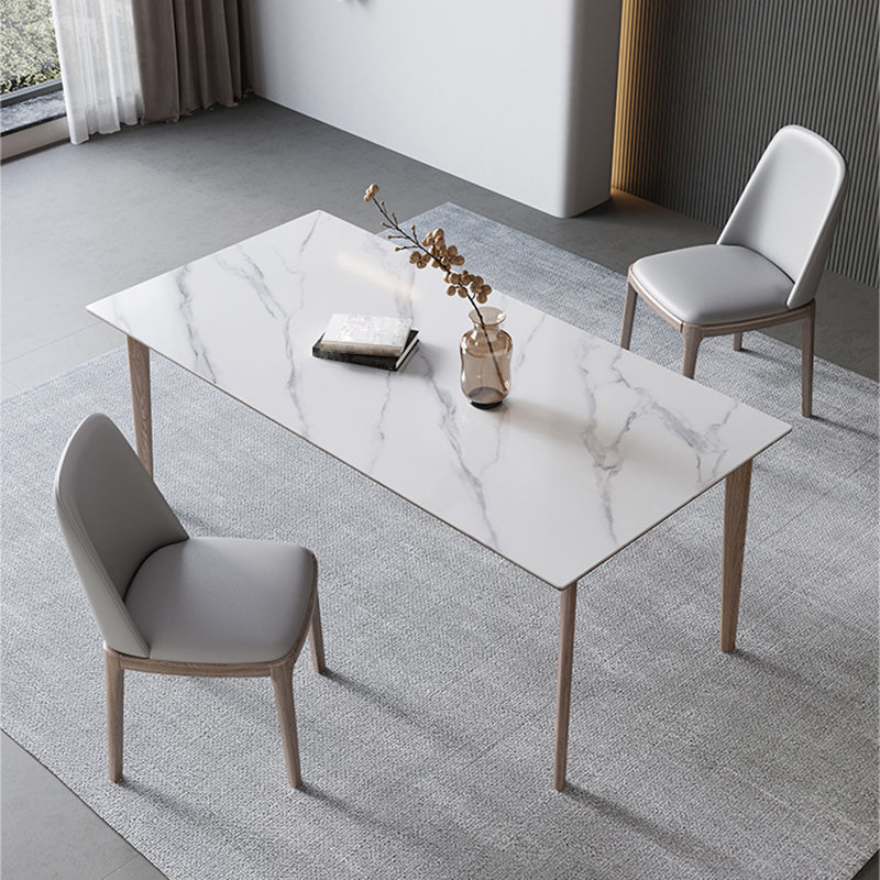 Medieval Modern Sintered Stone Table for Restaurant Rectangle Table with 4 Wood Legs Clearhalo 'Dining Tables & Seating' 'Dining Tables' 'dining_table' 'furn' 'furn_dining_table' 'Furniture' 'Kitchen & Dining Furniture' 5709277