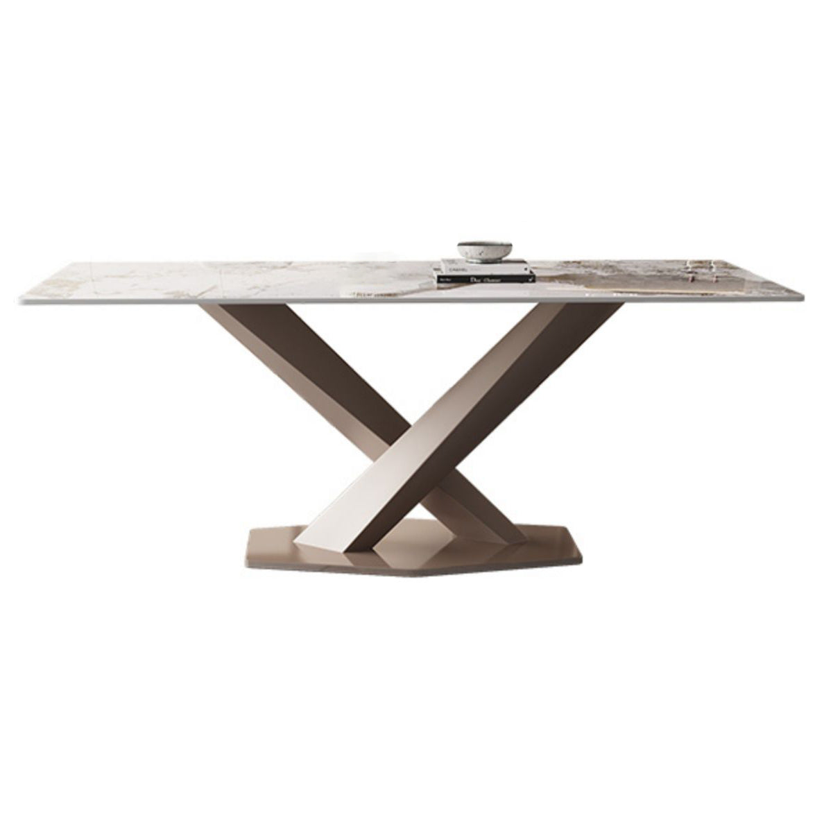Modern Rectangle Dining Table Sintered Stone Pedestal Table for Home Without Chairs Clearhalo 'Dining Tables & Seating' 'Dining Tables' 'dining_table' 'furn' 'furn_dining_table' 'Furniture' 'Kitchen & Dining Furniture' 5709288