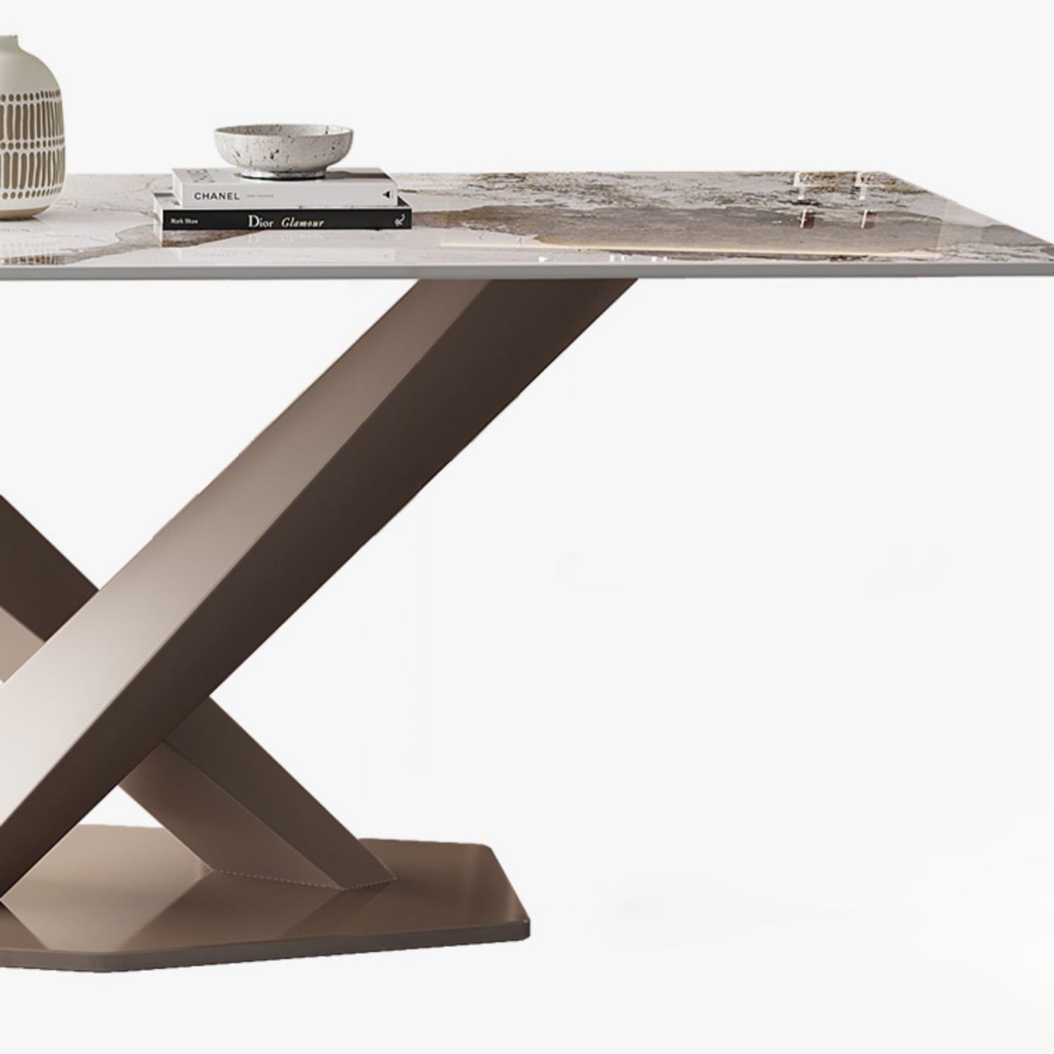 Modern Rectangle Dining Table Sintered Stone Pedestal Table for Home Clearhalo 'Dining Tables & Seating' 'Dining Tables' 'dining_table' 'furn' 'furn_dining_table' 'Furniture' 'Kitchen & Dining Furniture' 5709289